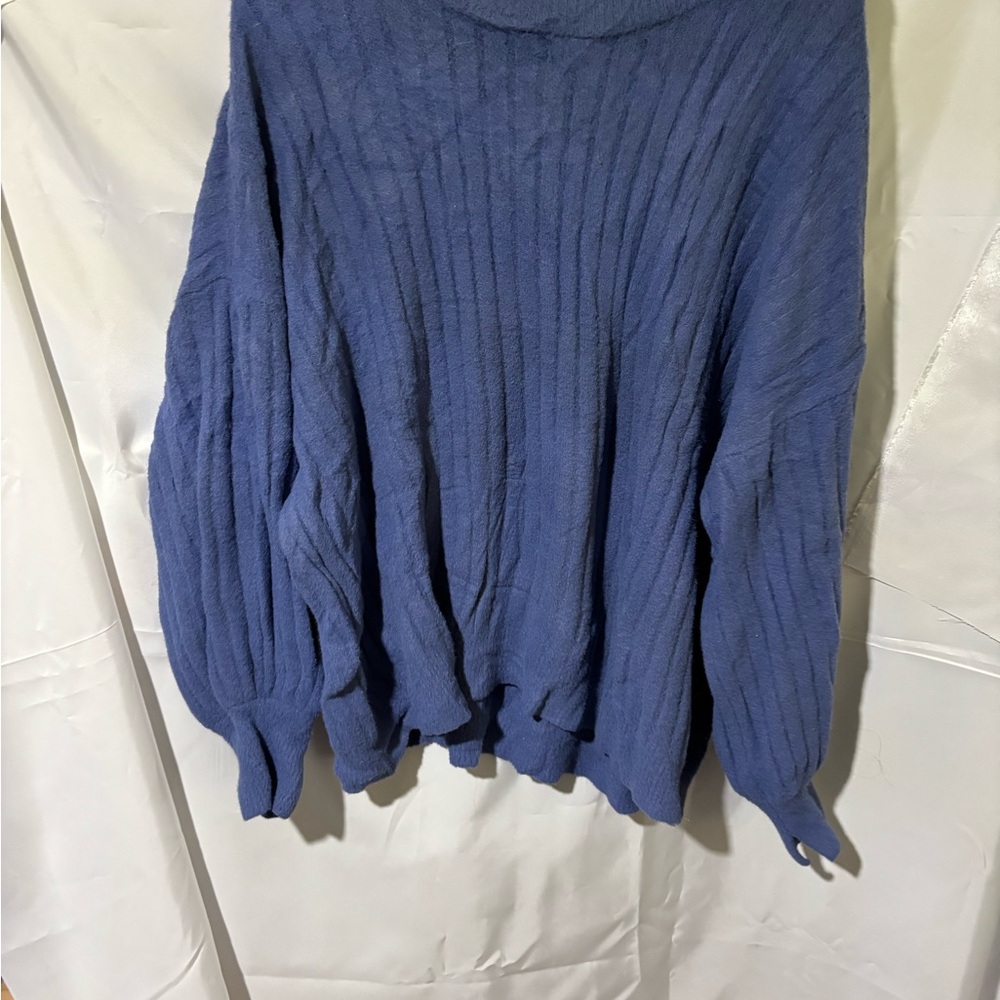 Aerie Blue Cowl Neck Sweater with Ribbed Texture